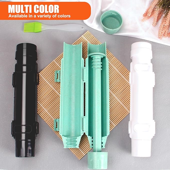 SmileTools Sushi Making Kit, Sushi Roller, Sushi Bazooka, Sushi Maker, Bamboo Sushi Rolling Mat For Beginners (White)