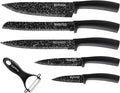 Knife Set, 6 Pieces Kitchen Knives Set with Anti-Rust Coating & Ergonomic Handles, Lightweight, Dishwasher Safe stainless steel Knife, Gift for Kitchen Enthusiasts, Family Chef(Bend)