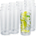 Zulay Kitchen Plastic Drinking Glasses (Set of 12) – 16oz Acrylic Shatterproof Water Cups for Home, Kitchen & Outdoors – Crystal Clear Glass Look – BPA & Lead-Free – Top-Rack Dishwasher Safe