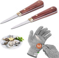 Oyster Shucking Knife,Oyster Knife,SPEENSUN Full Tang Not Easy to Break And Bend,More Secure with Oyster Shucking Glove ( 2Knife And 1Glove M )