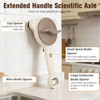4 in 1 Multi-Purpose Jar Opener,Adjustable Stainless Steel Jar Opener,Multi-Functional Retractable Jar & Bottle Openers,Multi Size Lid Tool for Jars Cans Wine Bottles,Home Kitchen Helper (Beige)