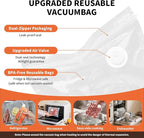 Vacuum Storage Bags Set, 5 Reusable BPA-Free Medium Food Vacuum Sealer Bags (8.26"x8.66"), Triple-Seal Leak-Resistant Design, Includes 1 Sealing Clip