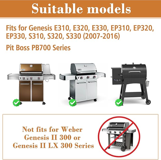 7524 Full Size Griddle Replacement Parts for Weber Genesis S310, E310, E320, S320, E330, S330, EP310, EP320, EP330, Carbon Steel Flat Top Grill Insert Parts with Handles for Weber Genesis 300 Series