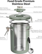 Veken Coffee Canister with Window, Airtight Stainless Steel Kitchen Food Storage Container with Lids, Date Tracker and Scoop for Grounds Coffee, Beans, Tea, Flour, Cereal, Sugar Jars, 22OZ, Green