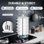 5-Tier Stainless Steel Steamer, 13.77 * 15.35inch Food Steaming Pot Meat Vegetable Cooking Steam Pot Multipurpose Steam Cookware Large Capacity Kitchen Tool with Lid for Steaming Pasta Dumplings