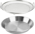 Oil Filter Tray, Stainless Steel Mesh Drain Basket Colanders Air Fryer Accessories for Fried Food Draining Rack Barbecue Grill Tray Net Draining Pan Strainer for Vegetable Dessert (8.7 Inch)
