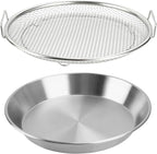 Oil Filter Tray, Stainless Steel Mesh Drain Basket Colanders Air Fryer Accessories for Fried Food Draining Rack Barbecue Grill Tray Net Draining Pan Strainer for Vegetable Dessert (8.7 Inch)