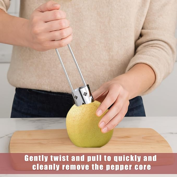 2 Pcs Pepper Corer,Multifunctional Fruit And Vegetable Core Remover,Stainless Steel Fruit And Vegetable Tool,Bell,Corer Tool Kitchen For Pepper, Pineapple, Pear, Apple Corer