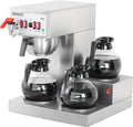 NUPANT 12 Cup Commercial Coffee Maker, Auto Filling Drip Coffee Maker Machine with 3 Glass Carafes 3 Warmers, Stainless Steel Pour Over Coffee Brewer with Hot Water Supply for Restaurant Office Cafe