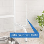 Over The Sink Dish Drying Rack, Adjustable (25.5 to 36.5 inch) 2 Tier Metal Steel Dish Drying Racks for Kitchen Counter with Hooks Paper Towel Utensil Cup Holder Sink Caddy (White)