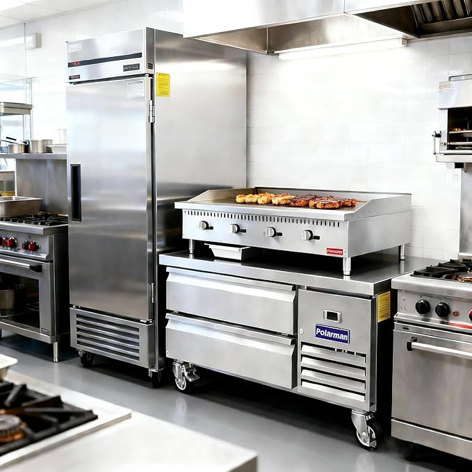 48" Commercial Countertop Griddle, 4 Burners Gas Griddle, 120000 BTU Output, Stainless Steel Flat Top Grill Hot Plate with Natural Gas and Propane Conversion Kit for Restaurant, Food Truck