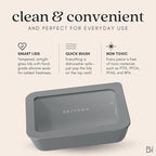 Ceramic Coated Glass Food Storage Container | No PTFE, PFOA, PFAS, and BPA | Reusable Non Toxic Meal Prep Container with Glass Lid | Easy To Store | 5 Cup Square [Smoke]