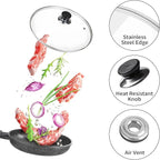 14 Inch Pan Lid, 14'' Frying Pan Lids, Tempered Glass Cast Iron Lid for Skillets, Fry Pan, Wok Pot (14 inch)