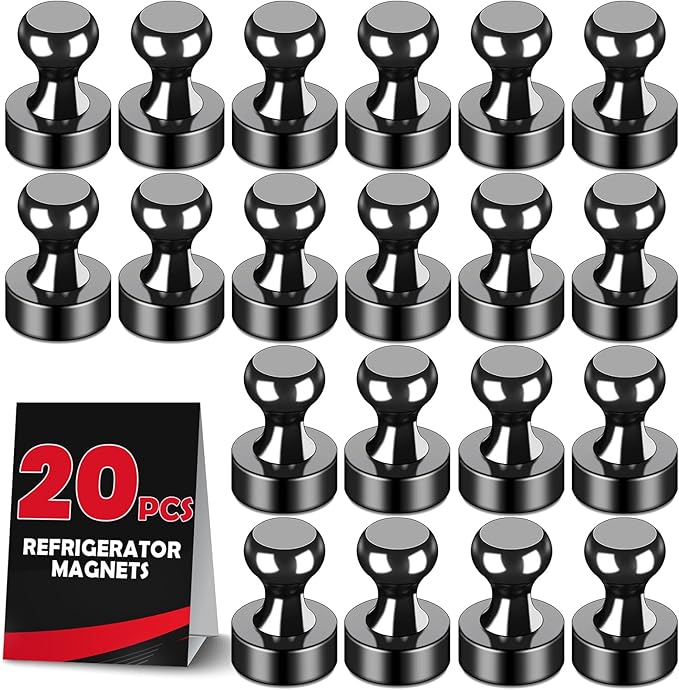 LOVIMAG Fridge Magnets 20Pcs Refrigerator Whiteboard Small Strong Magnet Classroom Kitchen Accessories Decorative Locker Set Decor Must Haves Office Calendar Refrigerador Magnetic Cute Crafts Black
