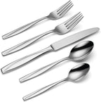 Oneida Silverware Set, Camlynn Mirror 20-Piece Everyday Flatware Set, Service For 4, 18/0 Stainless Steel, Knives Spoons And Forks Sets, Dishwasher Safe, Home and Kitchen Utensils(Silver, 20 Piece)