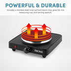 Aroma Housewares AHP-303 Single Burner Hot Plate, Metal, Black