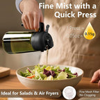 SWEET VIEW 2PCS Olive Oil Dispenser and Oil Sprayer – 16oz/470ml Glass Light-Proof Oil Pourer for Kitchen Air Fryer, Cooking, Salad, and BBQ, with Stickers