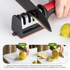 Professional 4-in-1 Knife Sharpener with Tungsten Steel & Ceramic Slots, Manual Sharpener for Chef Knives, Scissors & Straight Edge Blades - Home Kitchen Tool