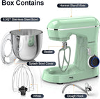 Honinst Stand Mixer, 6.5QT 10-Speed Tilt-Head Electric Stand Mixer, 3-In-1 Kitchen Mixer with Bowl, Dough Hook, Whisk and Beater, Food Mixer for Baking, Cake and Most Home Cooks, Light Green