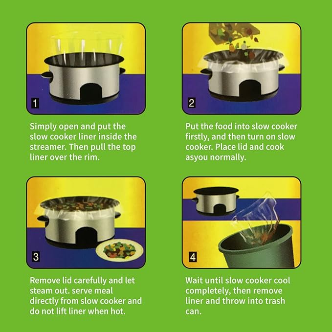 ECOOPTS Slow Cooker Liners Disposable Cooking Bags Small Size Pot Liners Fit 1QT to 3QT Suitable for Oval & Round Pot (20)