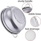 TeamFar Colander, 3qt Colander Strainer Stainless Steel, Solid Handle & Elevation Base, Micro-perforated & Dishwasher Safe