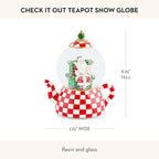 MACKENZIE CHILDS Snow Globe, Christmas Decor for Living Room, Check It Out Teapot