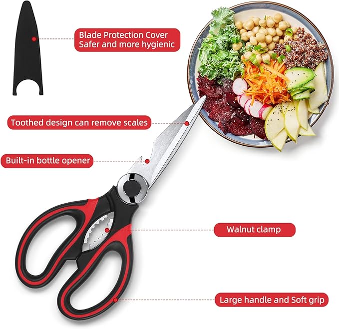 Kitchen Scissor For General Use 2-Packs,Heavy Duty Kitchen Raptor Meat Shears,Dishwasher Safe Cooking Scissors,Stainless Steel Multi-function Scissors For Food,Chicken,Poultry,Fish,Herbs
