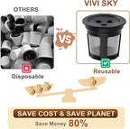5 Pack Ninja Reusable Coffee Pods: Reusable K Cups for Ninja Coffee Maker - Refillable Coffee Filters for 3-Needle Ninja DualBrew Pro CFP200 CFP201 CFP300 CFP301 CFP305 CFP400（Only for 3-Hole Version)