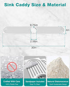 Stone Faucet Mat for Kitchen Sink, Diatomite Sink Protectors - Prevent Moisture Drying Stone Tray Fit Kitchen Counter & Bathroom Counter (White, 30"L x 4"W)