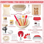 EWFEN Sourdough Starter Kit with Round & Oval Banneton, Complete Sourdough Bread Baking Supplies, Bread Proofing Basket with Starter Jar, Bread Making Tools Kit for Beginners & Bakers