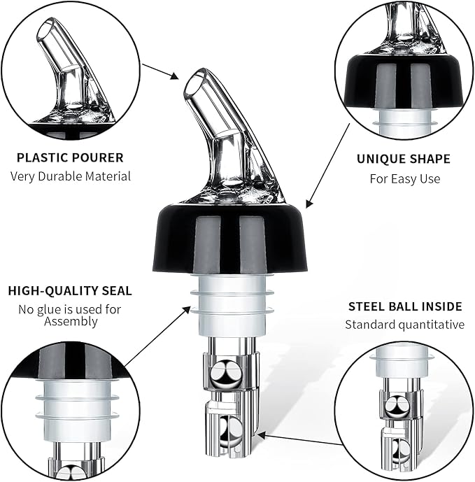 Liquor Bottle Pourers Set of 6 Wine Pourers 1oz Measured Liquor Pourers liquor Dispenser Bartender Pourer for Alcohol Tequila Cocktail Whiskey Home bar