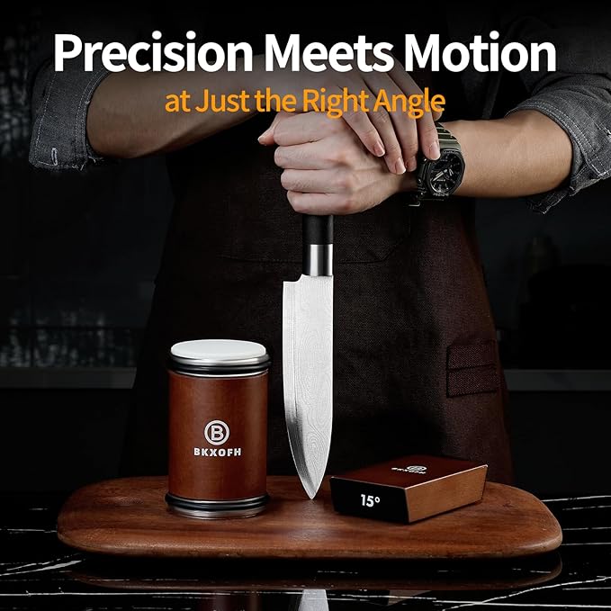 Rolling Knife Sharpener, Rolling Knife Sharpening Kit, Kitchen Knives Sharpener with Diamond and Ceramic for Steel of Chef Blade, Knives Sharpening Tool with 15 & 20 Degree Magnetic Angle, Walnut