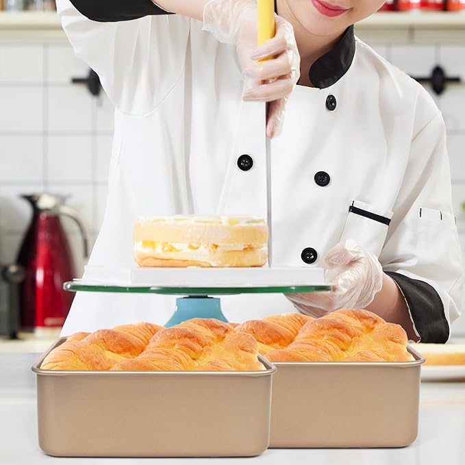 Brownie Pan, 2 Pack Square Baking Pan Square Cake Pan Non Stick Baking Pans, Small Baking Pans Deep Baking Pan For Toaster Oven, Bakeware For Cakes, Cookies & Breads (8 Inches)