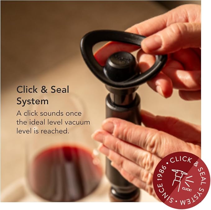 Vacu Vin Wine Saver Concerto - Black - 1 Pump 2 Stoppers - Wine Stoppers for Bottles with Vacuum Pump - Reusable - Made in the Netherlands