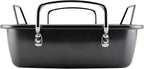 Circulon Ultra-Lasting Nonstick Roasting Pan with Rack, Roaster Pan with Easy Serve Rack, 17-Inch x 13-Inch, Black