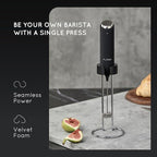 Flendy Rechargeable Milk Frother Handheld, Coffee Frother Handheld with USB-C Charging Stand, Electric Drink Mixer Handheld, Mini Electric Whisk Frother for Coffee, Matcha, etc