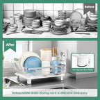MOUKABAL Dish Drying Rack, Dish Rack, Stainless Steel Dish Racks for Kitchen Counter, Dish Drainer with Removable Utensil Holder, Drainboard (White,Stainless Steel,13''W x 17''L)
