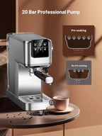 KEENSTAR 20 Bar Espresso Machine, Hot & Cold Brew Coffee Maker with Milk Frother, Touch Screen, Compact Water Tank, Expresso Coffee Machines for Lattes, Cappuccinos, Americano, Home & Office