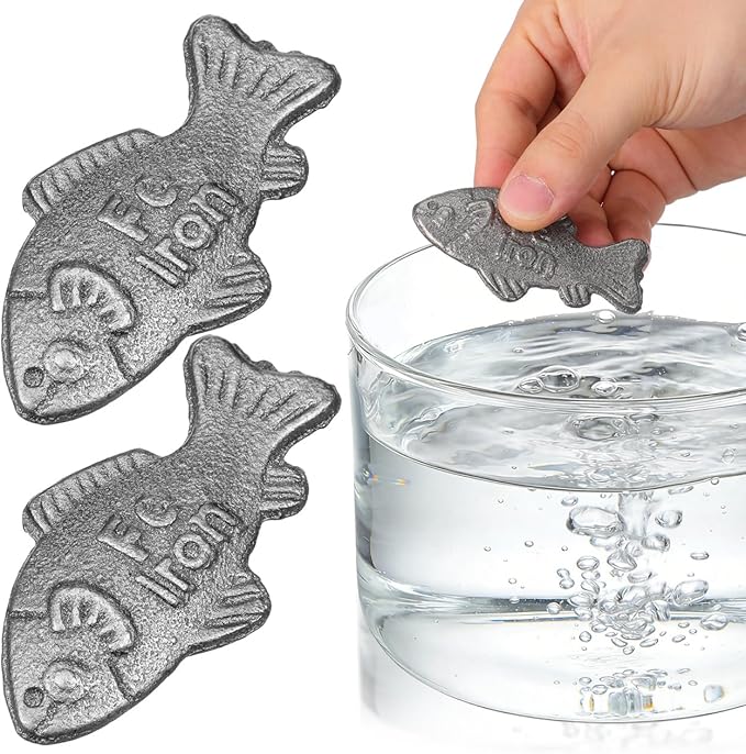 Iron Fish for Cooking (2 Pack), Natural Iron Supplement Tool for Water & Food, Safe Cooking Utensil Reusable for Vegans, Athletes, Pregnant Women & Kids Sliver