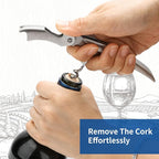 Sleek Waiter’s Corkscrew by ELMWAY - Stainless Steel Manual Wine Opener with Foil Cutter & Beer Bottle Opener, Portable & Durable Wine Key with Pouch, Wine gift for Wine Lover