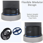 Elevate Anti-Splash Cup Riser Stand Accessory for most Keurig K-cup, Cuisinart Single Serve, and other Coffee Makers, Adjustable for Cup Size and Drip Tray Type (Black with Blue Base)