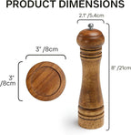 Wood Salt and Pepper Grinder, Salt Grinder and Pepper Mill, Oak Wood Shakers with Adjustable Ceramic Grinders (8″ - 1 Pack with Tray)