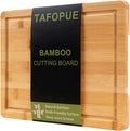 Bamboo Cutting Board, Wood Chopping Board with Juice Groove and Handle, 12×9 Inch Lightweight Kitchen Cutting Board for Fruit, Vegetables, Bread, Cheese, Snacks, Meat, BBQ, and Serving