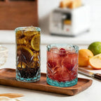 BELLAFORTE Shatterproof Tritan Plastic Drinking Glasses. 13oz & 18oz Water Glasses Set of 4 - Myrtle Beach Glasses Drinking - Unbreakable Tumblers for Parties - BPA Free, Dishwasher Safe (Teal)