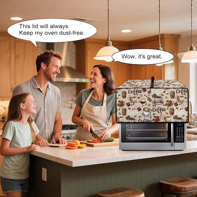 Coffee Chocolate Cake Print Toaster Oven Cover with Top Handle, Heavy Duty Dust-proof Microwave Oven Cover Compatible with Most Toasters Ovens (Large-14.5 * 18.46 * 9 inches)