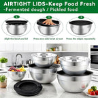 WEPSEN Mixing Bowls Set, 25PCS Stainless Steel Mixing Bowl with Lid Set, Large Nesting Bowls 7, 4.5, 3,2, 1.5QT, Measuring Cups and Spoons Baking Utensils Metal Bowl for Kitchen Prep