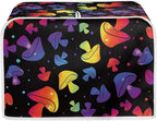 JEOCODY Colorful Mushroom Toaster Cover - Fabric Quilted 2 Slice Appliance Dust-proof and Fingerprint Protection for Kitchen Small Appliances