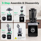 Cold Press Juicer, ORMEO HOME Masticating Juicer Machines with 5.0"Large Feed Chute Fit Whole Vegetables & Fruits, with Pulp Seperation, 99.6% Juice Purity, Quiet Motor, Easy to Clean,BPA Free