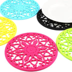 ME.FAN Trivets for Dishes/Pots/Pans, 3 Pcs Silicone Mats, Flexible/Durable/Non Slip Hot Pads to Protect Table and Counter Top (Wine Red)