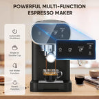 Horavie Espresso Machine 20 Bar, Home Espresso Maker with Touchscreen & Steam Milk Frother, Fast Heat-Up Coffee Machine with 48oz Removable Tank for Cappuccino, Latte, Americano, Black